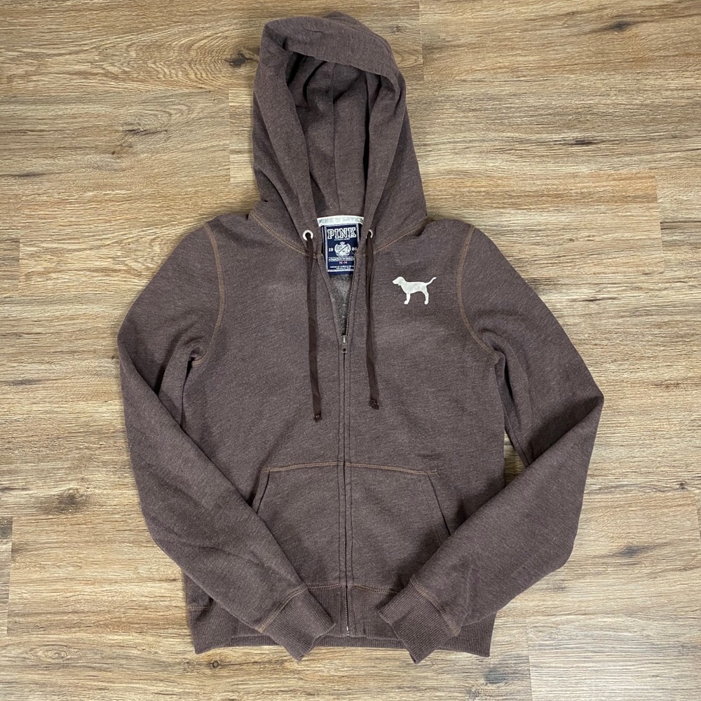 PINK Victoria Secret Zip Up Hoodie Sweatshirt Size M Y2K